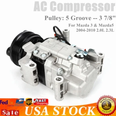For 2004-2010 Mazda 3 & Mazda 5 2.0L 2.3L A/C AC Air Compressor w/AC Clutch - Изображение 1 из 4