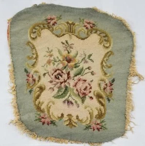 Antique French Needlepoint Floral Chair Cover Tapestry 44x40cm - Picture 1 of 12