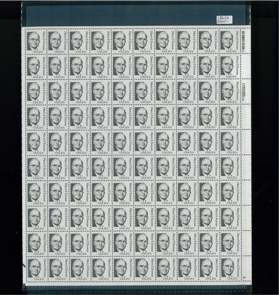 1990 United States Postage Stamp #1862d Plate No. 4 Lower Right Mint Full Sheet - Image 1 of 1