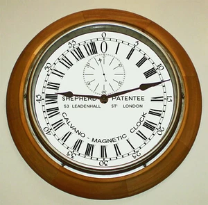 Greenwich Observatory Style 24hr GMT Wall Clock,  Wooden Surround. - Picture 1 of 3