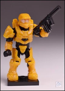 HALO MEGA BLOKS UNSC YELLOW ORANGE SPARTAN MARK VI MINI FIGURE ALPHA SERIES - Picture 1 of 5