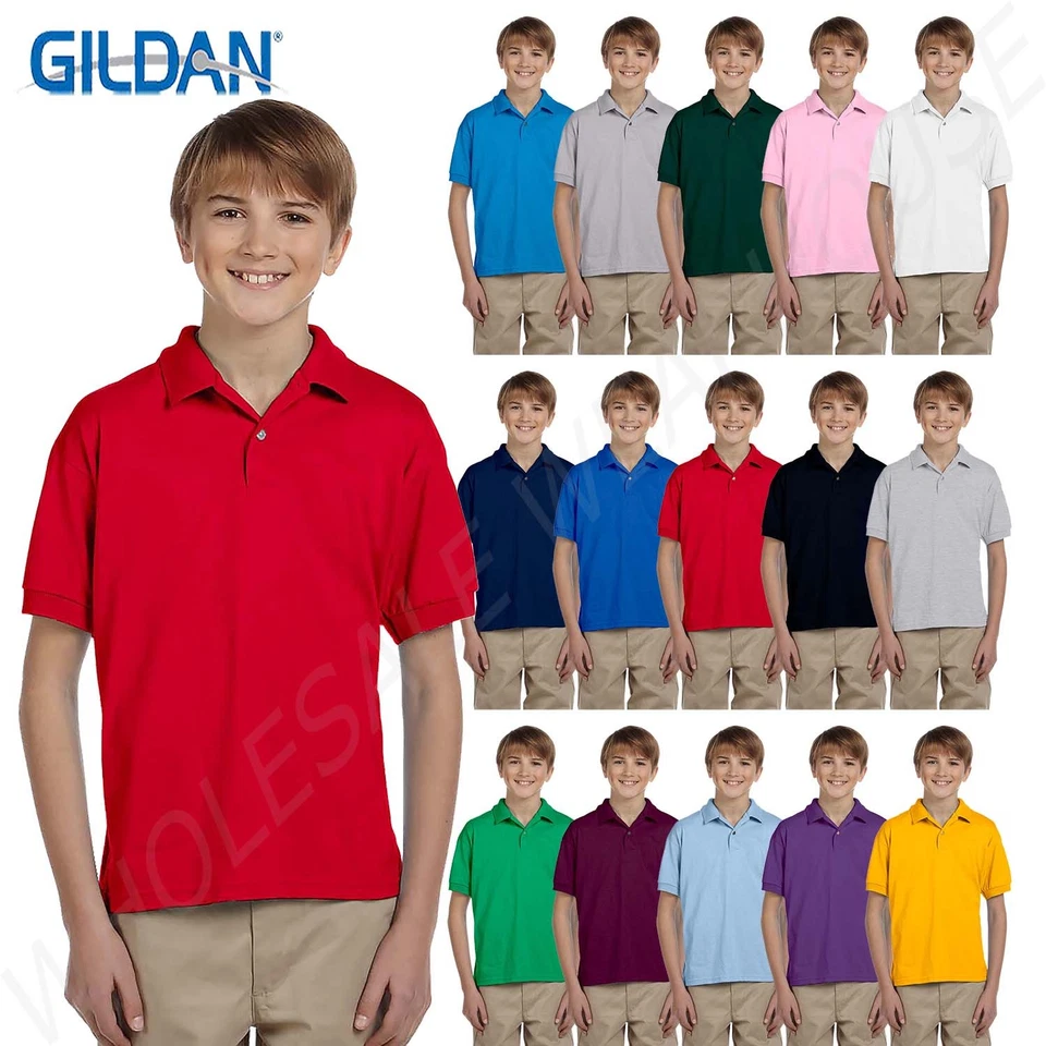Gildan Youth Polo Shirt Short Sleeve DryBlend 50/50 Sport G880B - Image 1 of 1