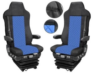 Satz LKW Sitzbezüge Für Iveco Stralis Hi-Way ab 2009- Blau Öko-Leder - Bild 1 von 8