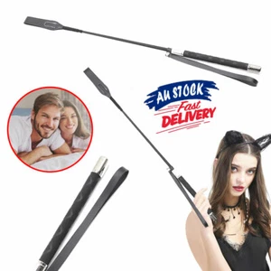 Bondage Whip Horse Riding Crop Spanking Black Cosplay Flogger Toys Faux Leather - Picture 1 of 8