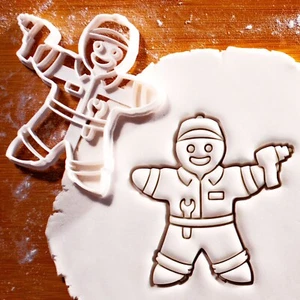 Gingerbread Mechanic cookie cutter - motorsports, road racing, aviation engineer - Picture 1 of 4