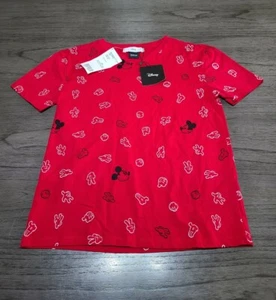 Disney MNG Shirt Damen Größe XXS Rot Mickey Mouse Print All Over Kurzarm - Bild 1 von 4