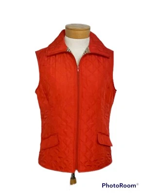 Peck & Peck Medium Women’s Orange Quilted Vest Cozy Winter Preppy - Image 1 of 4