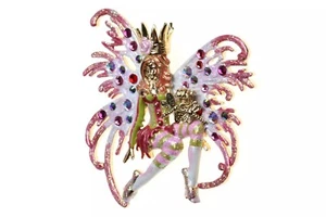 Kirks Folly Avalon Pink Mist Fairy Pin Pendant Necklace & Earrings Set - Picture 1 of 8