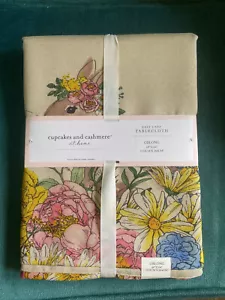 NEW Cupcakes & Cashmere Easter Tablecloth Bunny Meadow Flowers Oblong 60 x 104 - Picture 1 of 7