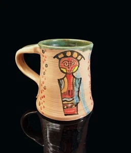 Vintage Signed K.SHWARTZ  Handcrafted Pottery Tea Coffee Mug Cup - Picture 1 of 7