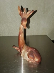 Vintage Giraffe Figurine Brown Swirl Pottery Clay Ceramic 7" Glacier Park - Picture 1 of 13