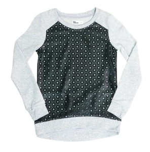 Sudadera Top Epic Threads Gris Imitación Panel Cuero Niñas Grandes Pequeña - Imagen 1 de 1