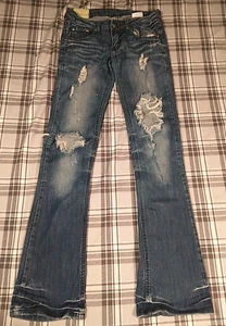 Machine Nouvelle Mode Distressed Jeans Size 27 Womens Juniors ? 5 Pockets - Picture 1 of 11
