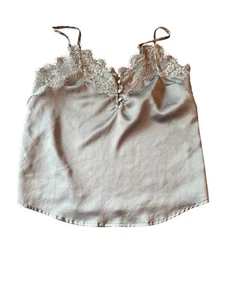 Abercrombie & Fitch  Green Satin Camisol Lace Trim Coquette Fairy Y2K Sz XS - Picture 1 of 6