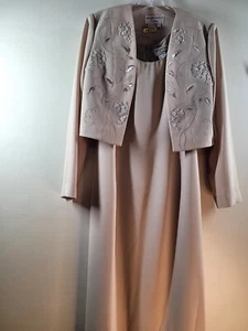 Adrianna Papell Damen beige 2-teilig verziert Jacke Abendkleid Kleid Größe 6 - Bild 1 von 13