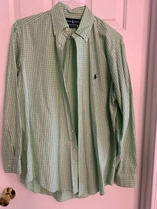 Ralph Lauren 15 33 Yarmouth uomo verde blu a quadri con bottoni lavato a secco - Foto 1 di 2