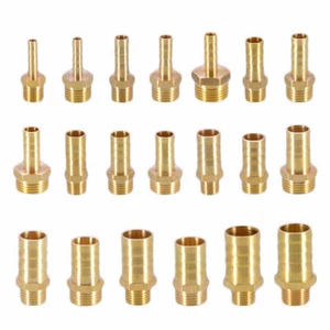 BSP Brass Male Thread Fitting x Barb Hose Tail End Connector For Air Fuel Water - Picture 1 of 24