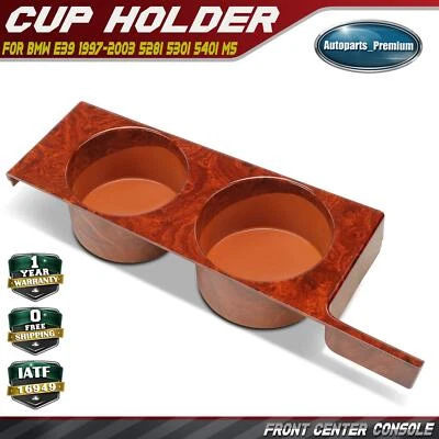 Portavasos de madera de melocotón con consola central delantera para BMW E39 528i 530i 540i M5 Foto 1 de 4
