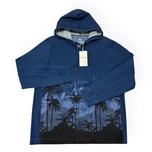 Tommy Bahama Sudadera con Capucha Palm Flurry Baja Azul Índigo Estampado de Palma Elastizada Hombres Talla M - Imagen 1 de 9