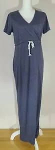 NWT Leo Rosi Maxi Dress Blue M Medium Crisscross Top Drawstring Waist - Picture 1 of 7