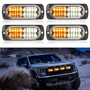 4x 20-LEDS Strobe Light Bar Car Truck Flashing Warning Hazard Beacon Amber White - Picture 1 of 10
