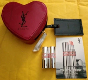 Mini custodia cuore con cerniera logo Yves Saint Laurent YSL e 2 stick olio labbra Loveshine - Foto 1 di 1