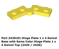 Yellow Lego Plate Folding Hinge Hinge 2429/2430 1 x 2