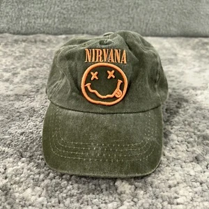 Nirvana Hat Cap Boys Youth Strapback Green Twill Stitched Logo Recycled Plastic - Picture 1 of 10