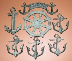 Tidal Welcome Anchor Entryway Decor, Welcome, Door Knocker, Wall Hooks, 7 items - Picture 1 of 12