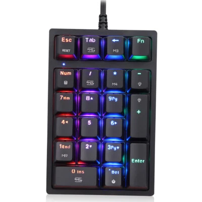  K24 Numeric Mechanical Keyboard 21 Keys USB Wired Keyboard with T4H5 - Image 1 of 4