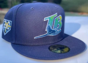 New Era Tampa Bay Rays Fitted Hat 20th Anv Side Patch 59FIFTY Size 8 - Picture 1 of 4