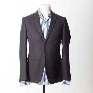 PAL ZILERI LAB Sport Coat Black Wool Hopsack Blazer EU46 US36 - Picture 1 of 6