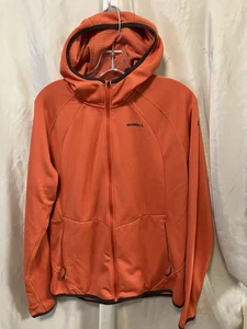 Merrell Running Hiking Waffle Fleece Zip Up Lightweight Hoodie Orange Mens XL - Picture 1 of 5