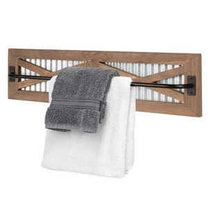 Rustic Towel Bar with Galvanized Backing for Bathrooms, 24x6 Inches - Wall Mo... - Picture 1 of 6