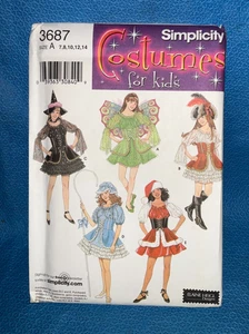 Simplicity Sewing Pattern Girls Pirate Witch Costume Sz 7 to 14 Uncut 3687 MAP - Picture 1 of 4