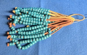 Worry Beads, Leather cord, Hand Made, Bracelets, Pony Beads, 5mm, Mint Green - Picture 1 of 2