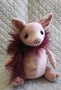 Jellycat Glamorama Pig 12" Pink Plush Stuffed Animal Toy Furry Boa NWT Piggy - Picture 1 of 12