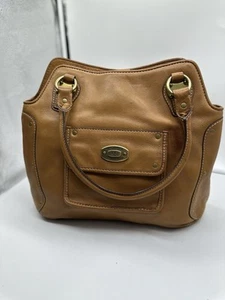 Vintage Michael Kors Tan Leather Brass Handbag Rare Find Large Tote Y2K 90s - Picture 1 of 6