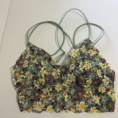 Victoria's Secret PINK Floral Smocked Bralette SIZE MEDIUM DD cottagecore EUC  - Image 1 of 4