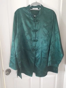 Vintage Erika Taylor Women’s XL Jacket Green Satin. B12 - Picture 1 of 4