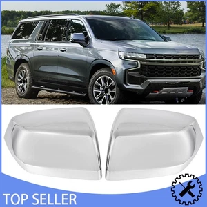 Fits 2021-2025 Chevy Tahoe Suburban Yukon Side Door Wing Mirror Cover Cap Chrome - Picture 1 of 15
