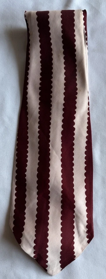 Corbata vintage Regal Cravat rosa pálido, rayas granates corbata ancha para hombre 48” L Foto 1 de 4