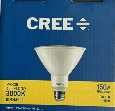 Cree Pro Series Par 38 40*Flood 3000K 150W 19W Dimmable 1500 Lumens - Image 1 of 4