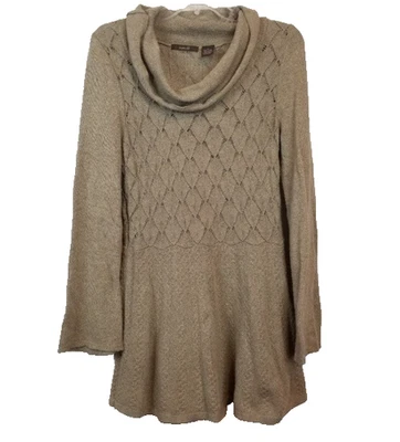 Heather B. BOHO Sweater Womens Medium Brown Bell Sleeve Cowl Neck Pullover - Image 1 of 4