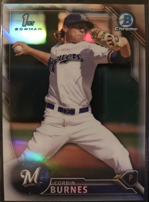 2016 Bowman Draft Chrome Corbin Burnes 1st Bowman RC Refractor BDC89 - Image 1 of 2