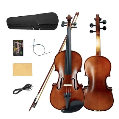 Left Hand Electric Acoustic Violin 4/4 Maple Spruce Handmade Violin with Case - Image 1 of 4