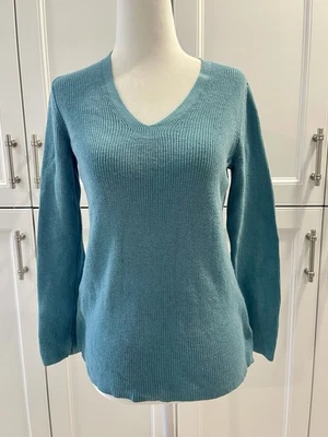 Women'sj Jill Turquoise Pullover V Neck Sweater Petite XS - Image 1 of 4