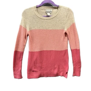 Nanette Lepore 100% Kaschmir mit MÄNGEL Colorblock Rundhals Pullover XS leicht - Bild 1 von 8