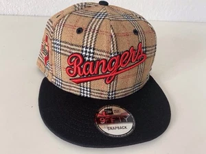 Cappello Berretto Tartan Plaid Tan SnapBack 9Fifty RANGERS SnapBack Nuova Era Cooperstown Regolabile - Foto 1 di 14