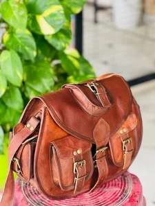 Important Leather Bag Goat Satchel Brown Shoulder Real Women's New Genuine - Bild 1 von 4